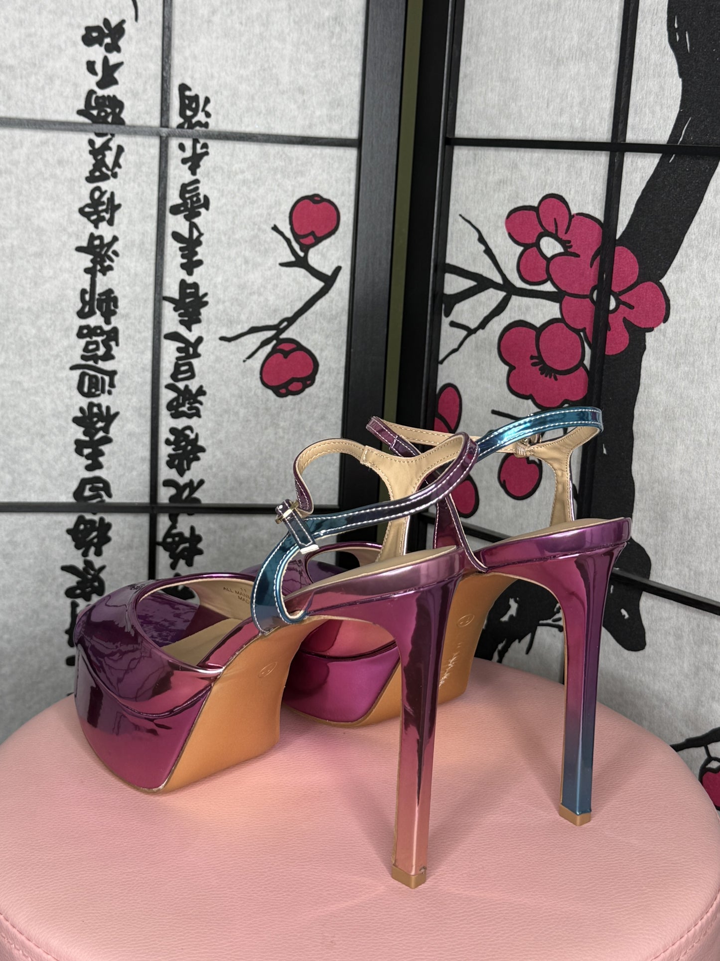Open Toe Ankle Strap Platform Stiletto Sandals - multi color