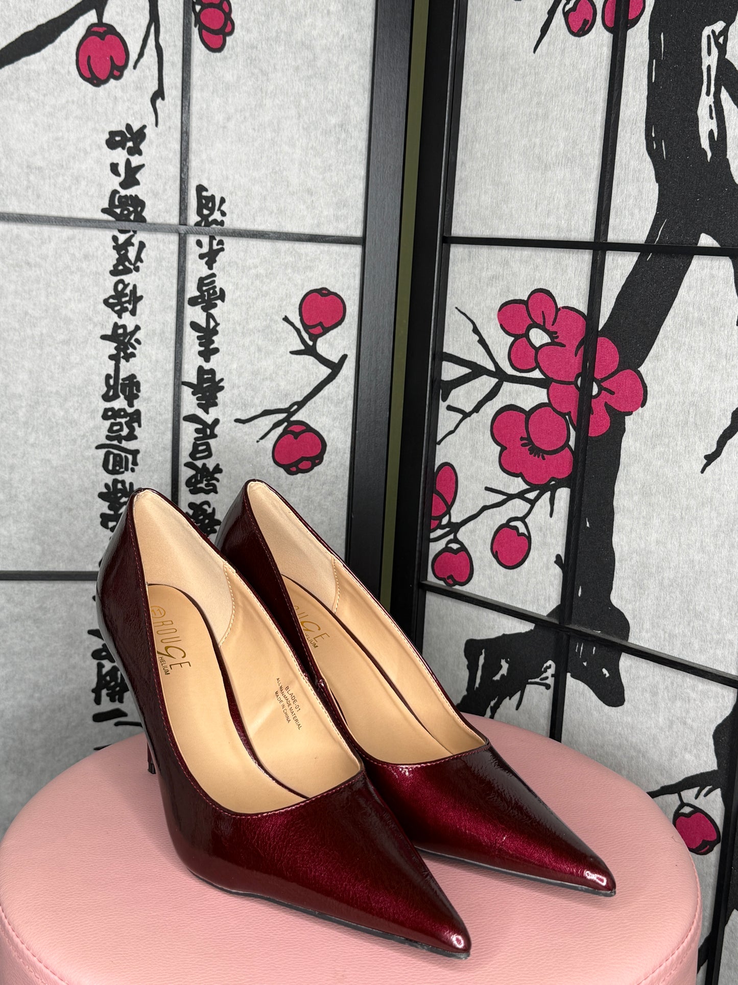 Burgundy Patent Pointed Toe Stiletto Pumps