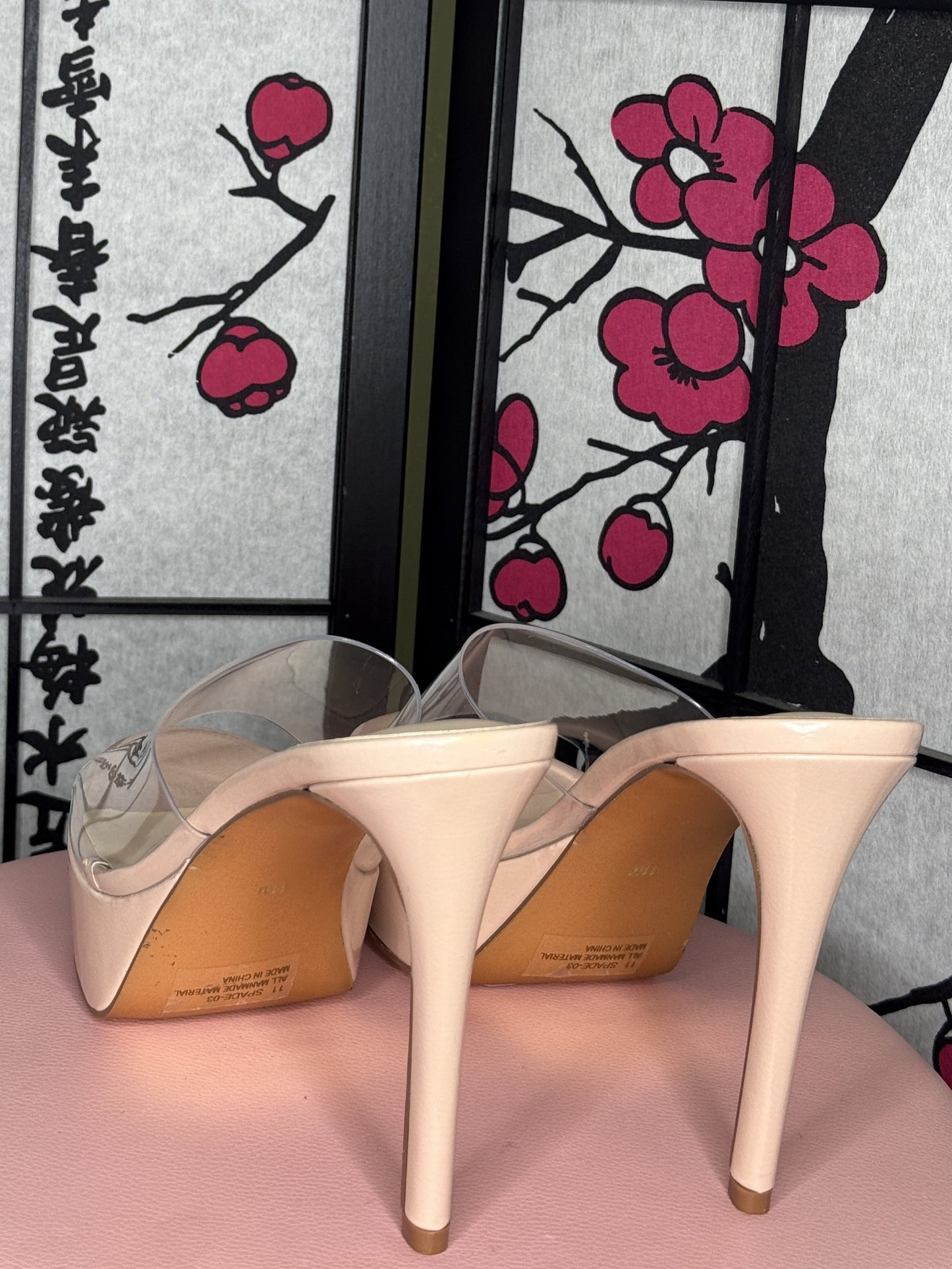 Nude Platform Clear Strap Stiletto Mules – Slip-On High Heels
