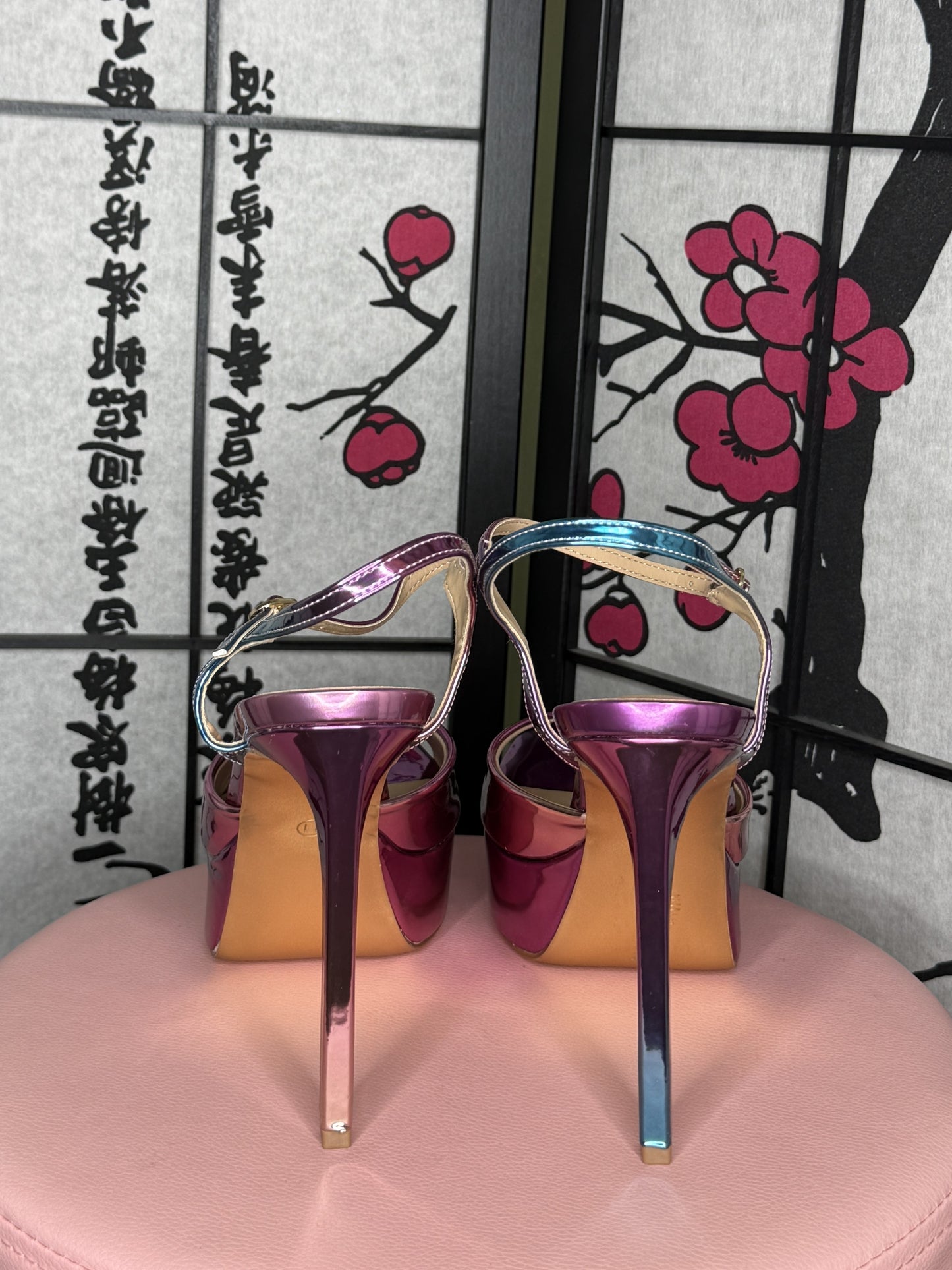 Open Toe Ankle Strap Platform Stiletto Sandals - multi color